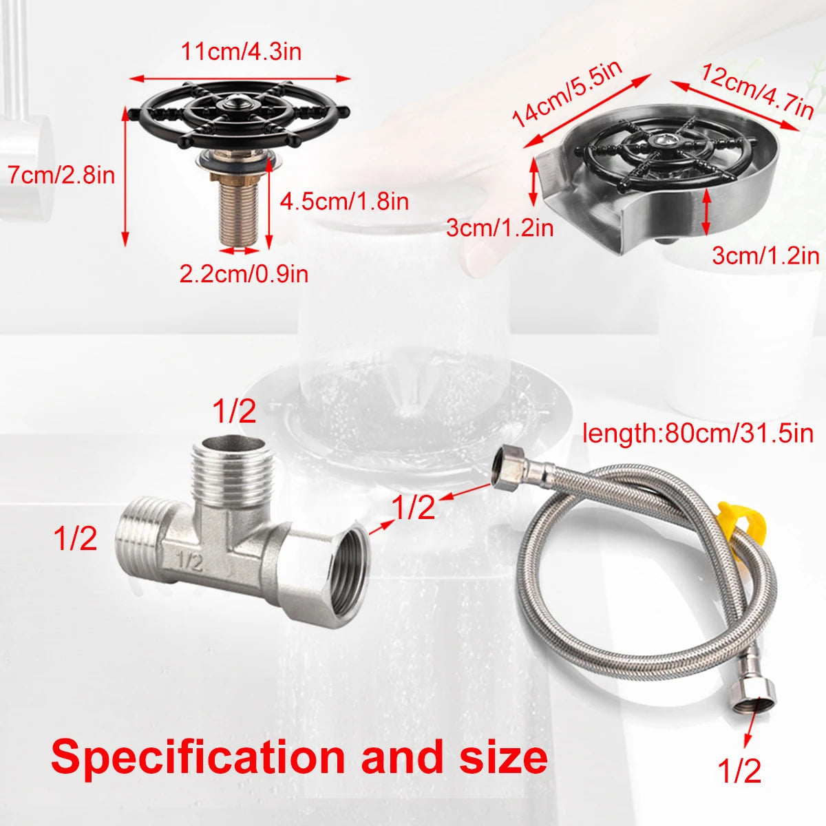 High Pressure Cup Washer for Kitchen Sink